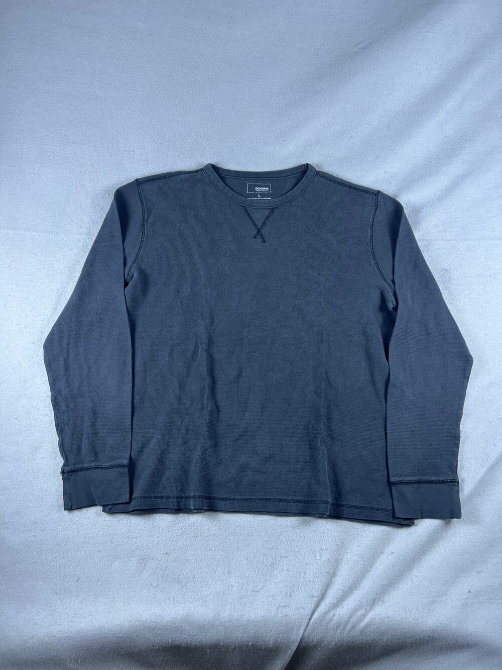 Sonoma Thermal Shirt Mens L Black Long Sleeve Crew Neck Waffle Knit Pullover